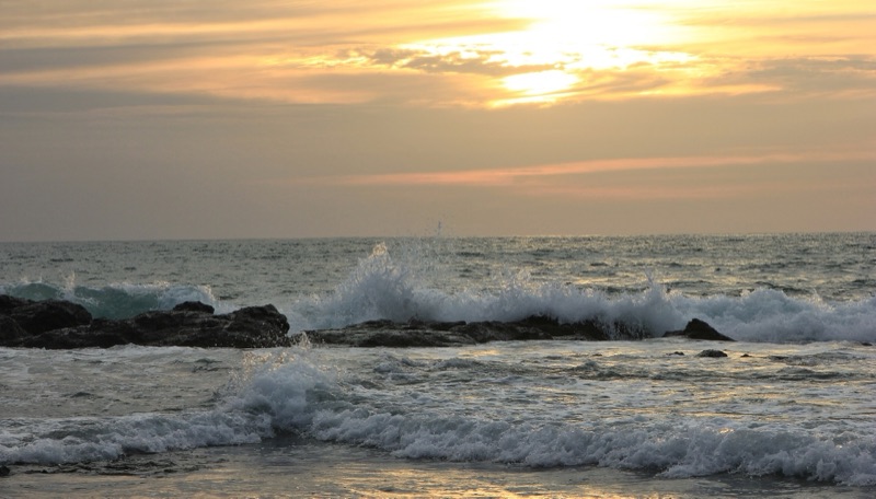 Golden sunset over the Pacific Ocean in Costa Rica